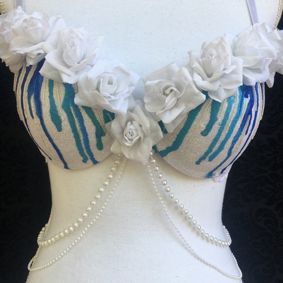 White and blue rave bra - Picture 5 of 5
